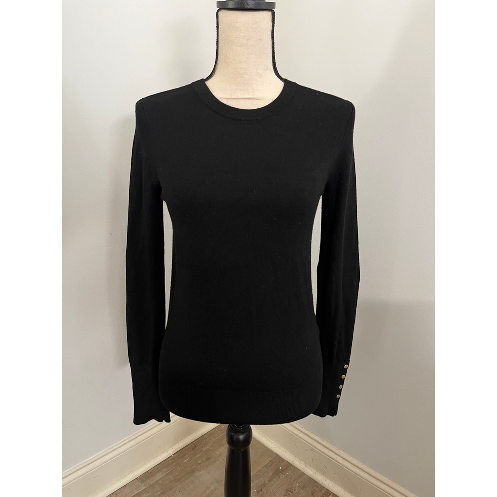 Zara Black Crew Neck Sweater Small Pullover Office Chic Minimalist Preppy Basic